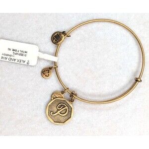 ALEX AND ANI Initial P Monogram Medallion Bronze-tone Charm Bracelet 2013